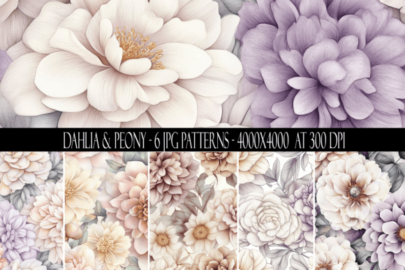 Download Dahlia and Peony Seamless Patterns - Seamless Collection