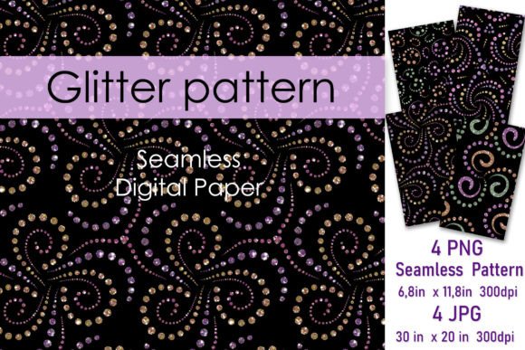Download Luxury Glitter Swirls Seamless Patterns - Seamless Collection