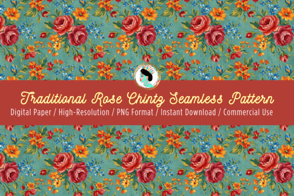 Download Vintage Rose Chintz Seamless Pattern PNG - Seamless Collection