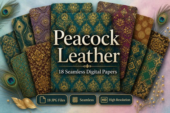 Download Peacock Leather Seamless Digital Set - Seamless Collection