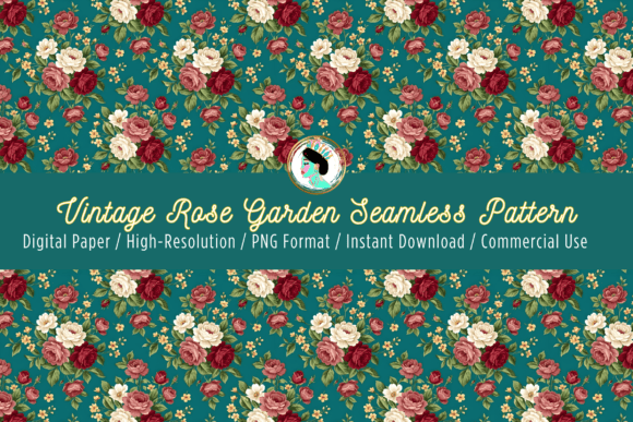 Download Vintage Rose Garden Seamless Pattern PNG - Seamless Collection