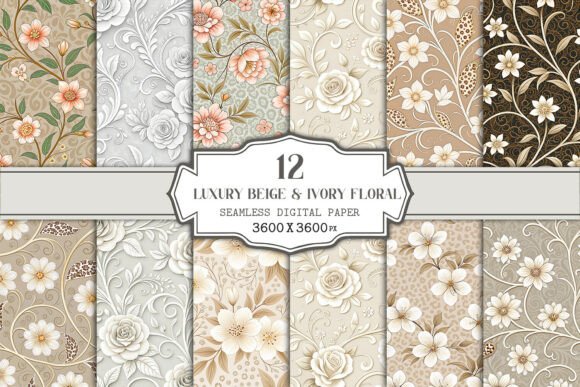 Download Luxury Beige &amp; Ivory Floral Seamless - Seamless Collection