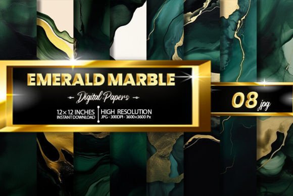 Download Emerald Marble Digital Papers - Premium Resources