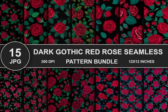 Download Dark Gothic Red Rose Seamless Patterns - Seamless Collection