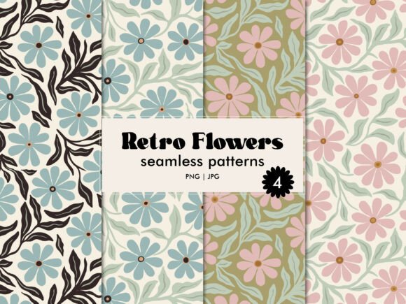 Download Retro Flowers Seamless Pattern Set - Seamless Collection