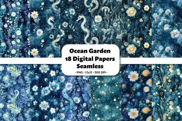 Download Ocean Garden 18 Seamless Patterns - Seamless Collection