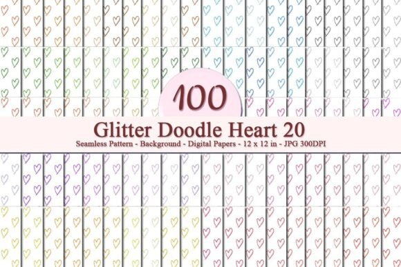 Download Glitter Doodle Heart 20 Seamless Pattern - Seamless Collection