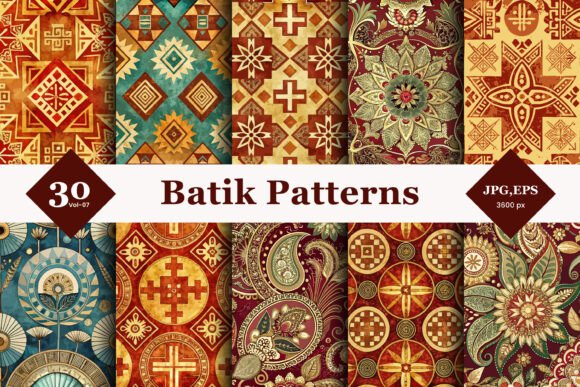 Download Batik Style Seamless Patterns 07 - Seamless Collection