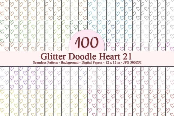 Download Glitter Doodle Heart 21 Seamless Pattern - Seamless Collection