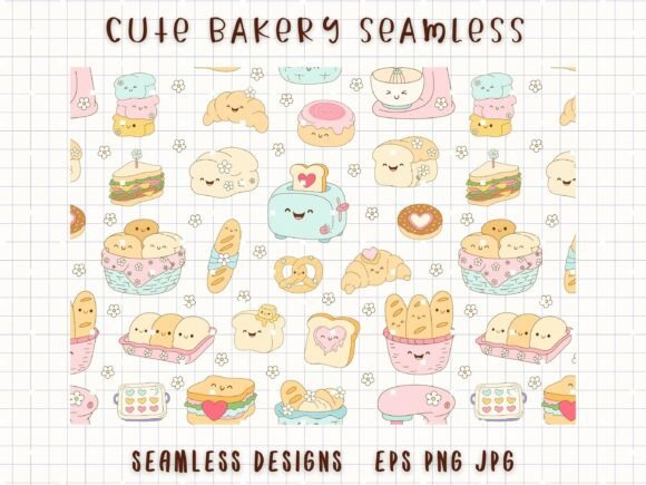Download Cute Bakery Seamless Food Digital Paper - Seamless Collection